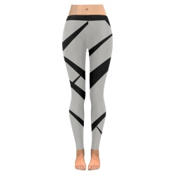 Diagonal Black Points Women's Low Rise Leggings (Invisible Stitch) (Model L05)