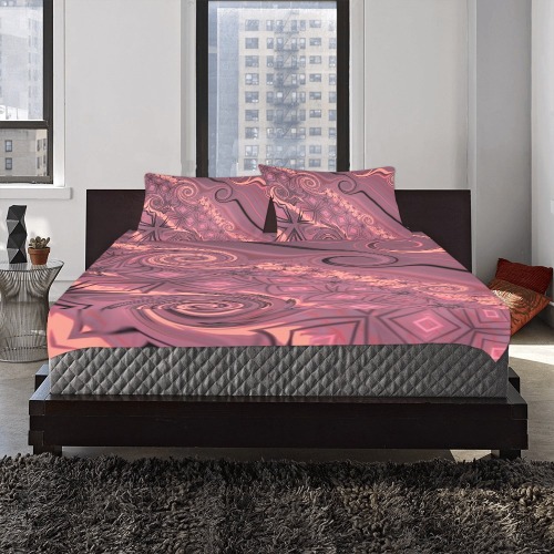 Elegant Mauve Abstract with Swirls 3-Piece Bedding Set