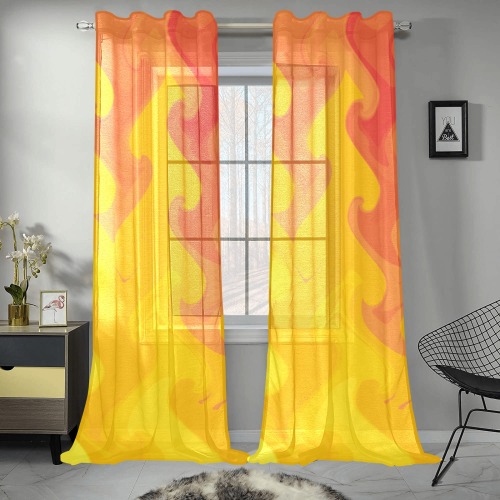 twin_flame Gauze Curtain 28"x95" (Two-Piece)