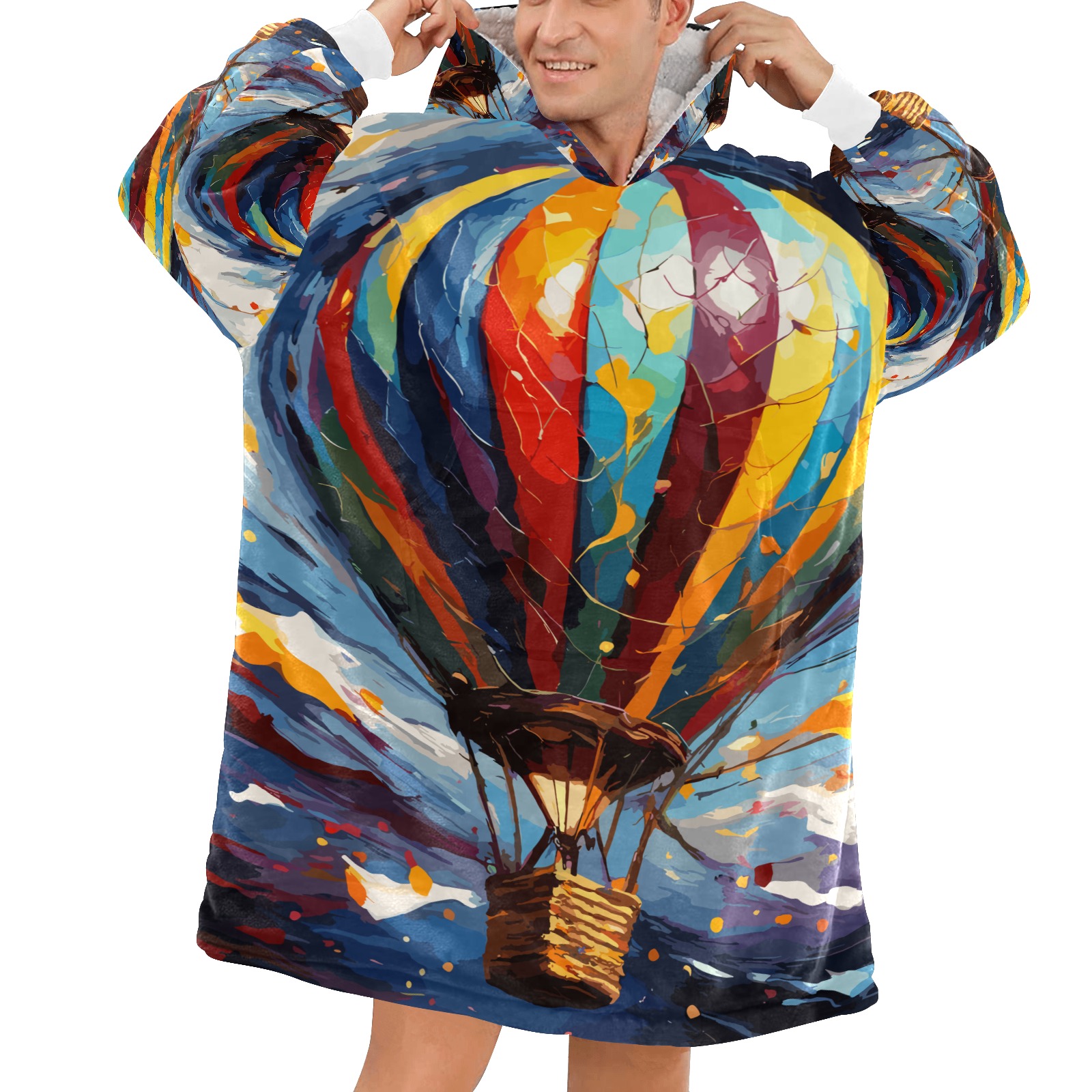 Imaginative hot air ballon beautiful colorful art. Blanket Hoodie for Men
