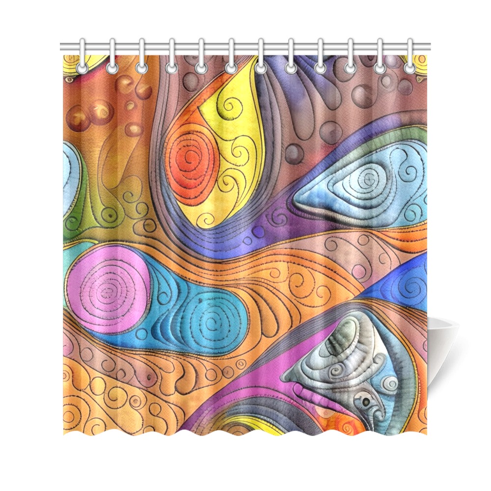 Boho Aesthetic Simulated Quilt Artwork Shower Curtain 69"x72"