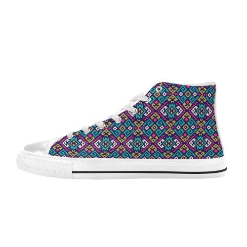Abstract Pattern Colorful High Top Canvas Shoes for Kid (Model 017)