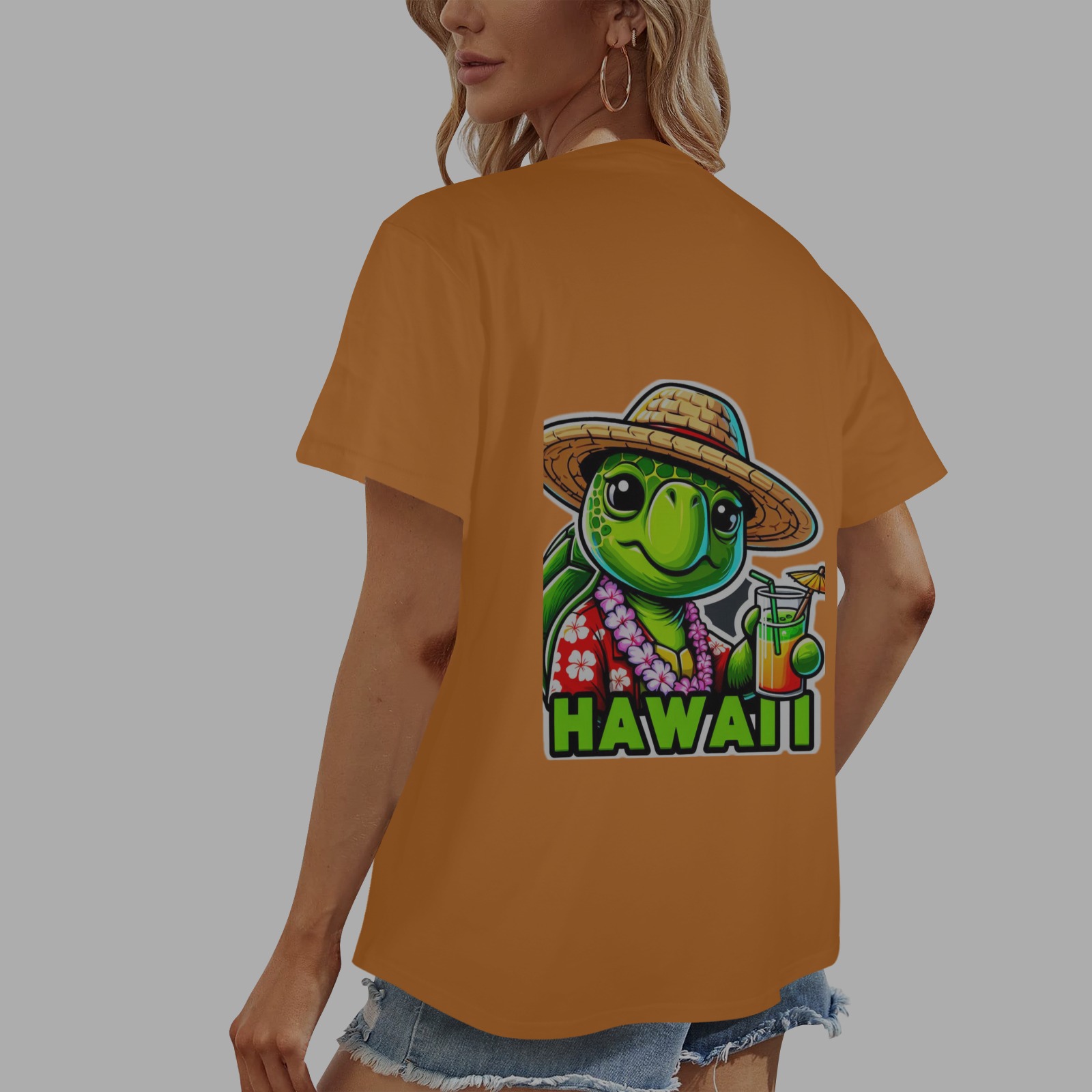 GREEN SEA TURTLE-HAWAII 3 Women's Glow in the Dark T-shirt (Two Sides Printing)