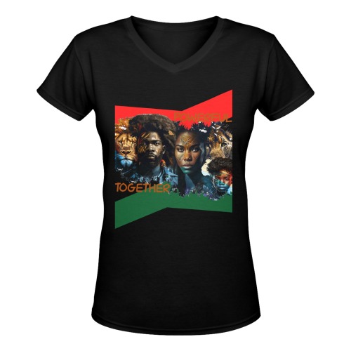 Black Legends Women's Deep V-neck T-shirt (Model T19)