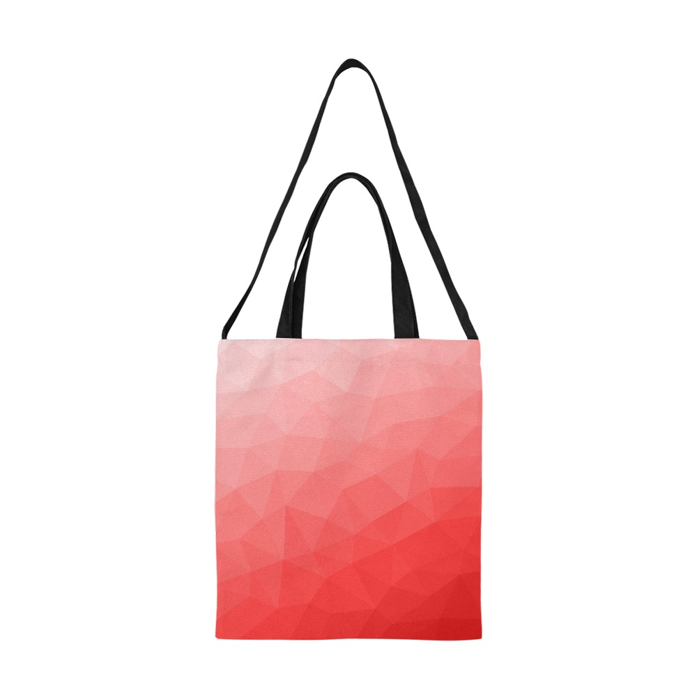 Red gradient geometric mesh pattern All Over Print Canvas Tote Bag/Medium (Model 1698)