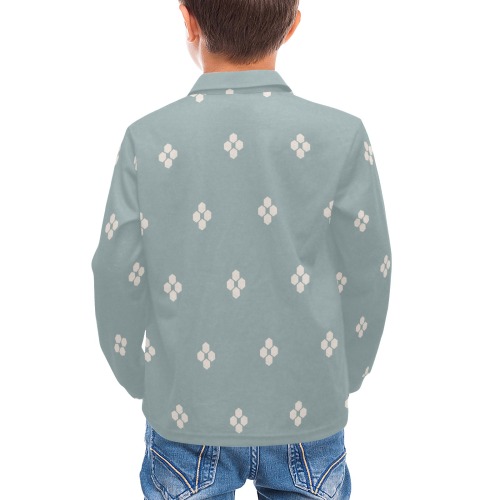 Simple Boho Abstract Little Boys' All Over Print Long Sleeve Polo Shirt (Model T73)