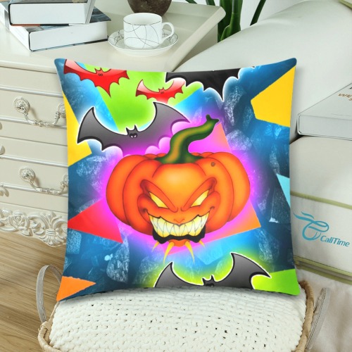 Halloweens monster Custom Zippered Pillow Cases 18"x 18" (Twin Sides) (Set of 2)