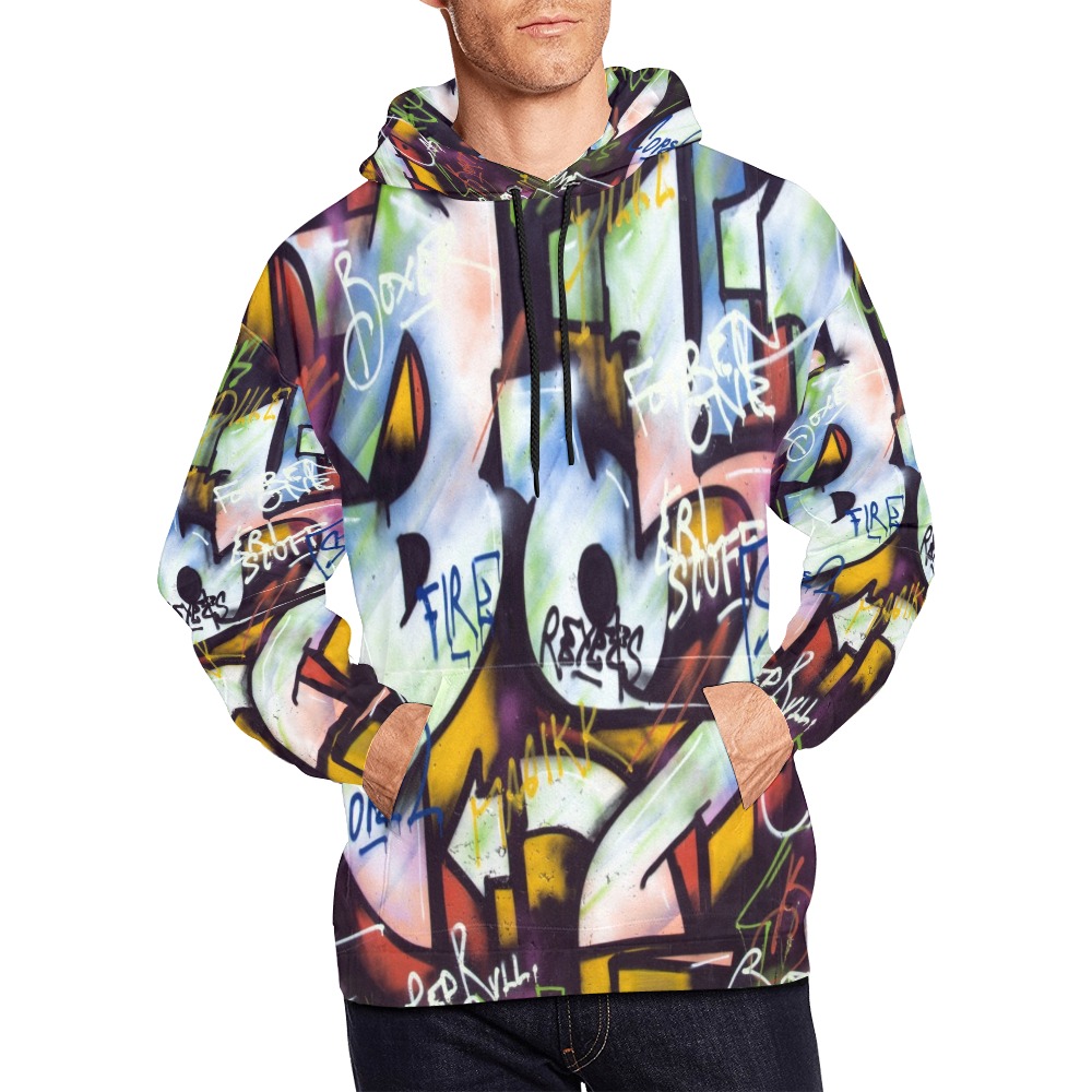 Graffiti Graphic All Over Print Hoodie for Men (USA Size) (Model H13)