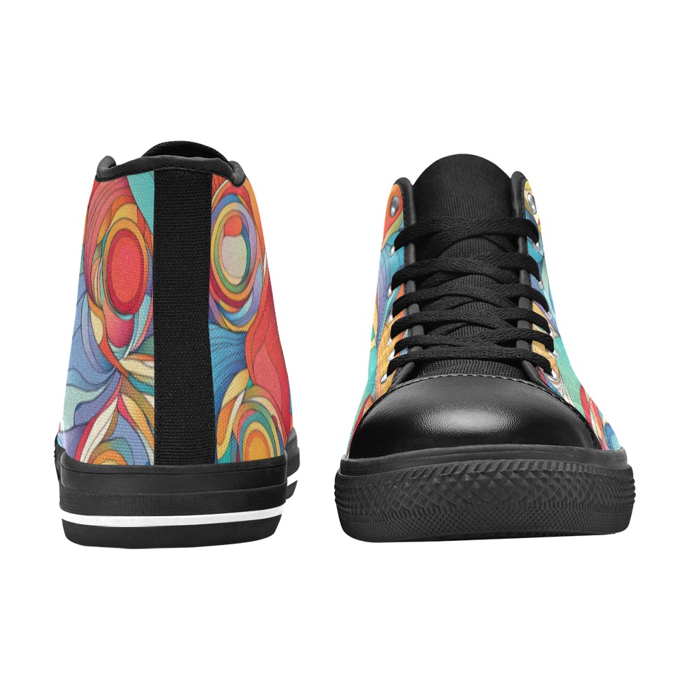 Abstract Flowers Women's Classic High Top Canvas Shoes (Model 017)