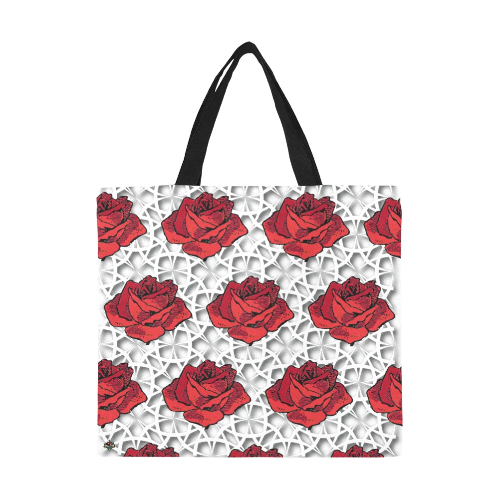 Spanish Rose - red and white All Over Print Canvas Tote Bag/Large (Model 1699)