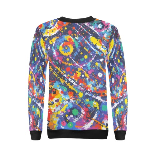 Cool futuristic colorful tie-dye abstract art. All Over Print Crewneck Sweatshirt for Women (Model H18)