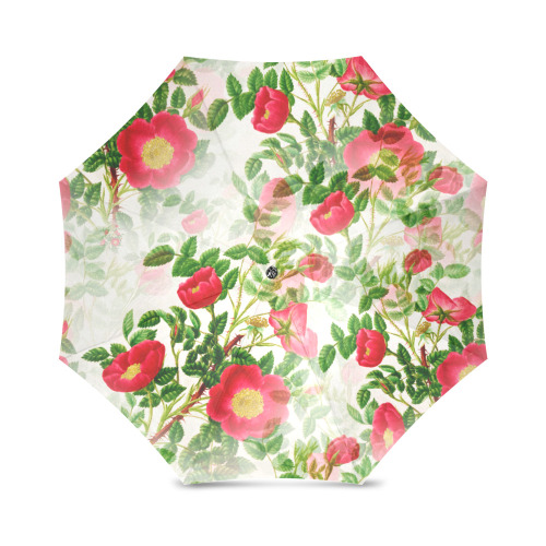 Vintage Red Floral Blossom Foldable Umbrella (Model U01)