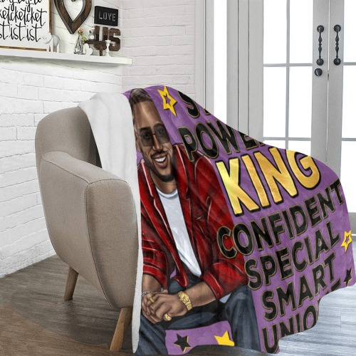 Strong_Powerful_King_Black_Man (1) Purple Ultra-Soft Micro Fleece Blanket 70''x80''