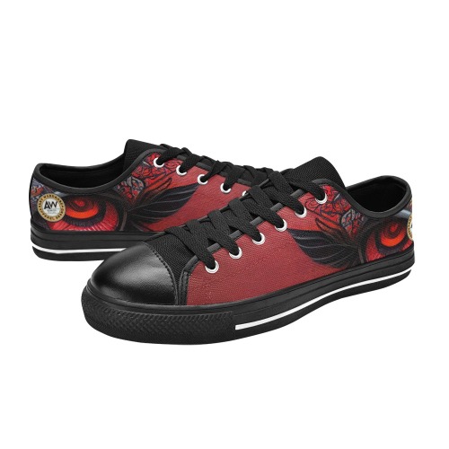 red eye Women's Classic Canvas Shoes (Model 018)