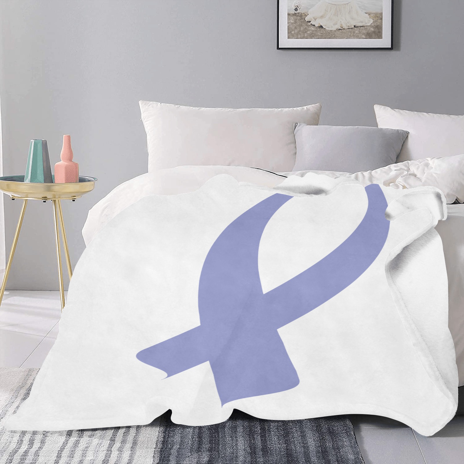 Awareness Ribbon (Periwinkle) Ultra-Soft Micro Fleece Blanket 30"x40" (Thick)