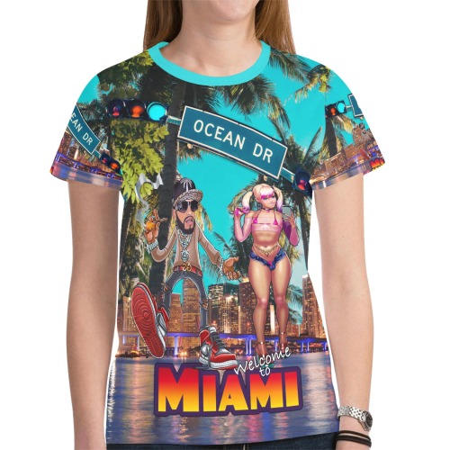 Welcome to Miami Collectable Fly New All Over Print T-shirt for Women (Model T45)