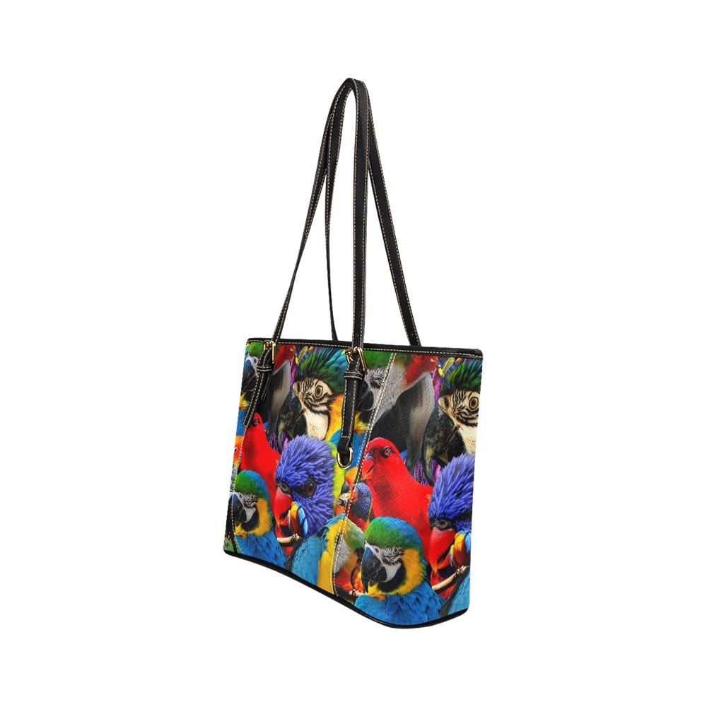 PARROTS Leather Tote Bag/Small (Model 1640)