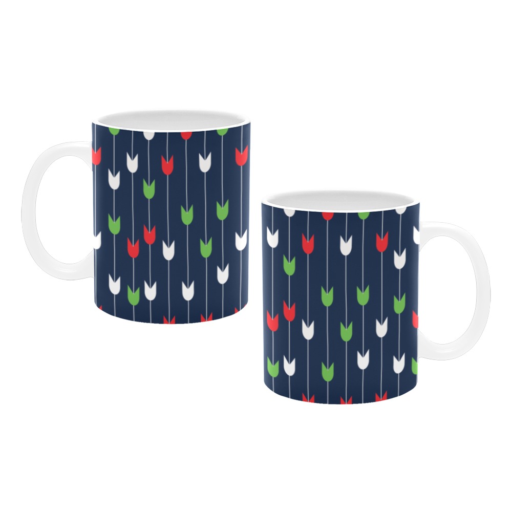 Red and white floral pattern White Mug(11OZ)