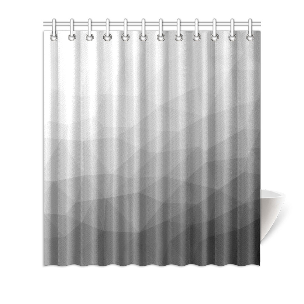 Grey Gradient Geometric Mesh Pattern Shower Curtain 66"x72"