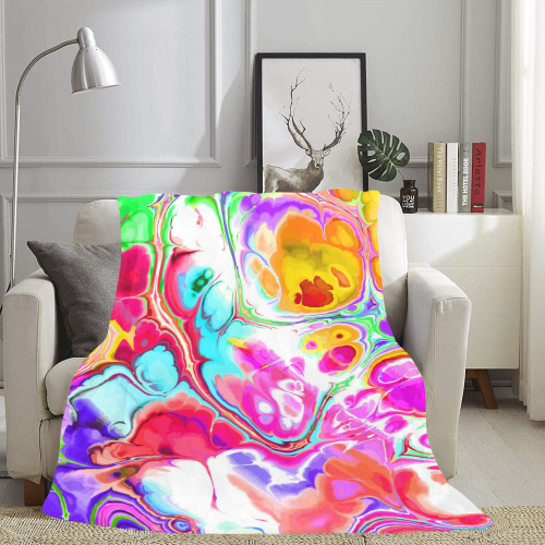 Funky Marble Acrylic Cellular Flowing Liquid Art Ultra-Soft Micro Fleece Blanket 60"x80"