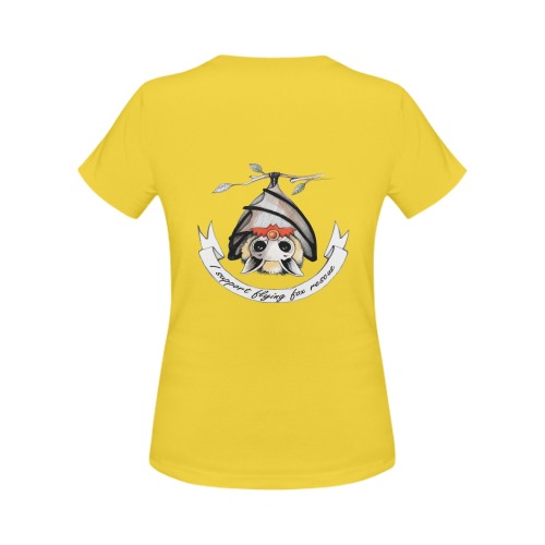I support Flying-fox rescue - yellow Women's T-Shirt in USA Size (Two Sides Printing)