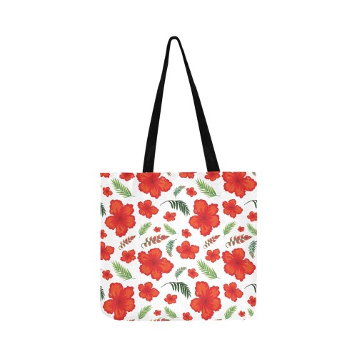 Tropical leaves and red flowers pattern Reusable Shopping Bag Model 1660 (Two sides)