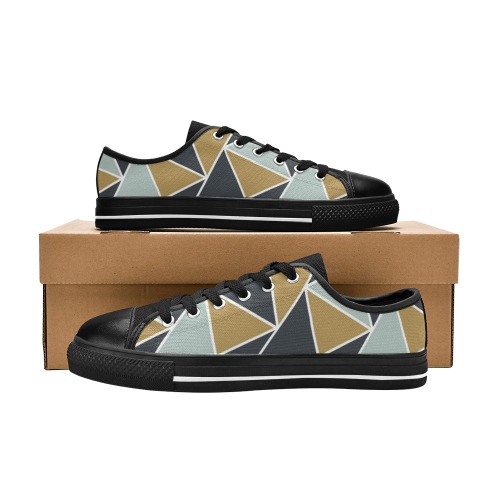 Geometric Triangles Low Top Canvas Shoes for Kid (Model 018)