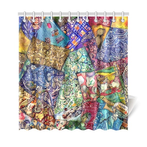 Boho Aesthetic Simulated Quilt Artwork Shower Curtain 69"x72"