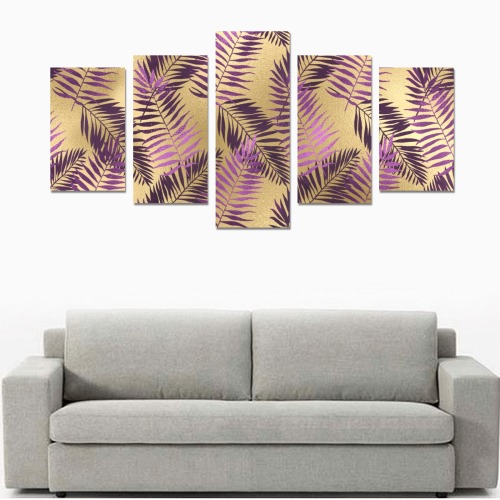 Purple and Gold Tropical Canvas Print Sets C (No Frame)