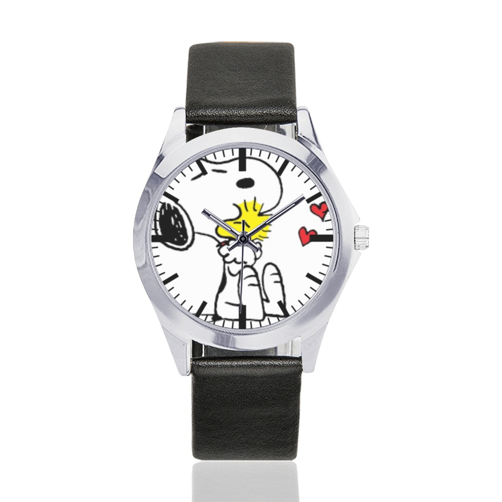 ret5t Unisex Silver-Tone Round Leather Watch (Model 216)