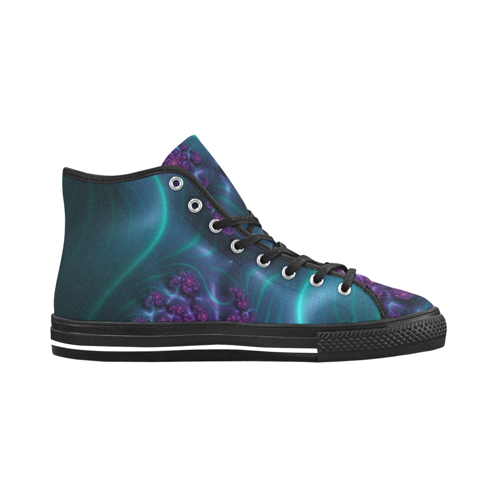 Turquoise and Purple Flowers and Seedheads Fractal Abstract Vancouver H Men's Canvas Shoes (1013-1)