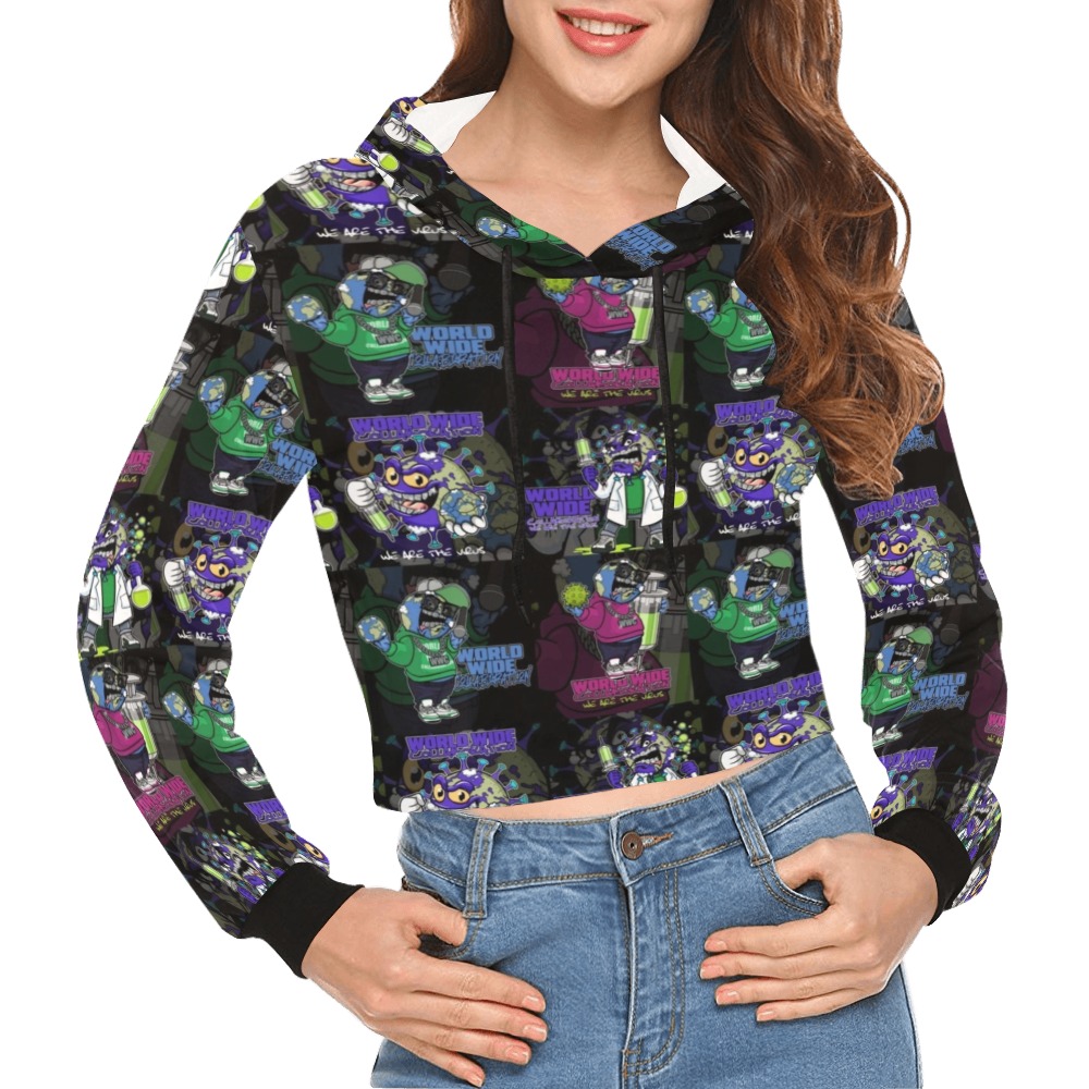 wwcfam All Over Print Crop Hoodie for Women (Model H22)