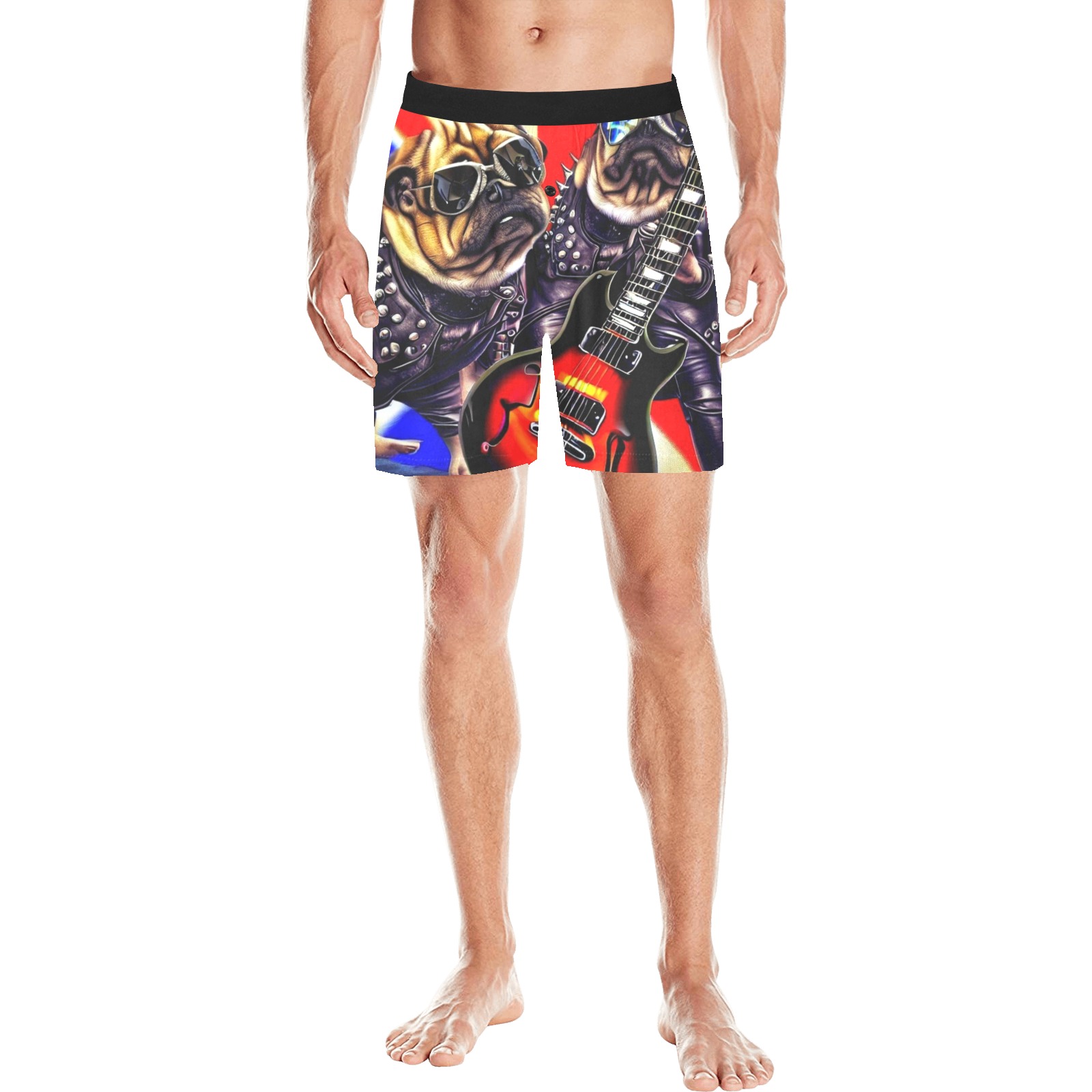 HEAVY ROCK PUG 3 Men's Mid-Length Pajama Shorts (Model L46)
