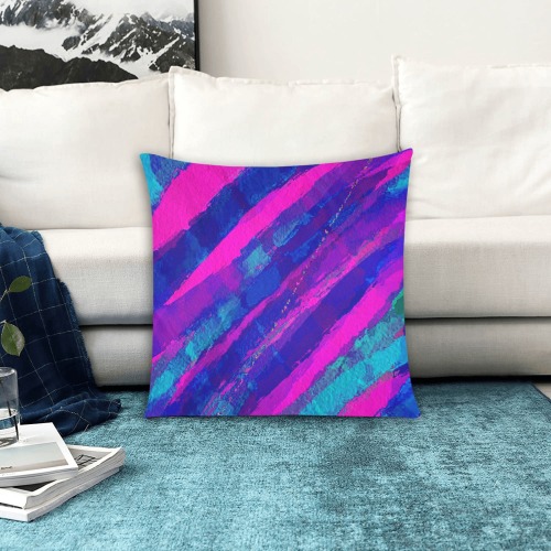 Watercolor Pinks and Blues Custom Zippered Pillow Cases 20"x20" (Two Sides)