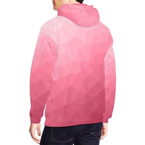 Magenta pink ombre gradient geometric mesh pattern All Over Print Hoodie for Men (USA Size) (Model H13)
