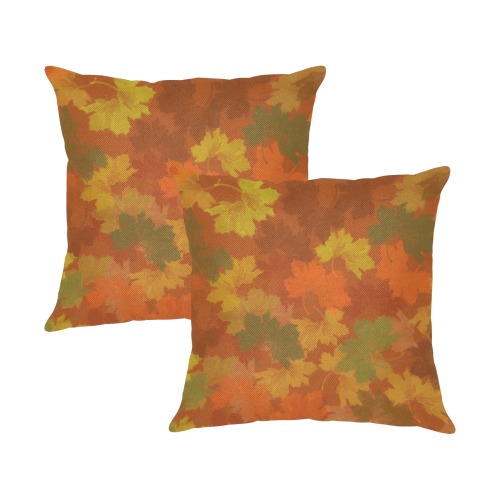 Fall Leaves / Autumn Leaves Linen Zippered Pillowcase 18"x18"(Two Sides&Pack of 2)