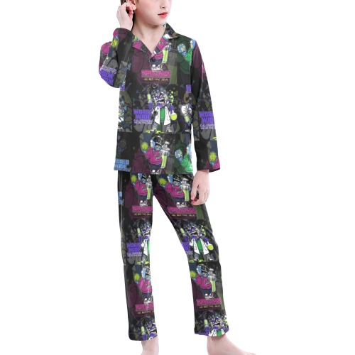 wwcfam Big Girls' V-Neck Long Pajama Set