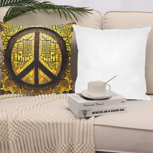 peace Linen Zippered Pillowcase 18"x18"(One Side&Pack of 2)