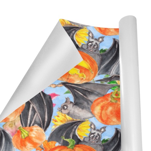 Bats And Jack O Lanterns Pattern Gift Wrapping Paper 58"x 23" (2 Rolls)