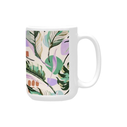 Jungle geometric leaf K77 Custom Ceramic Mug (15OZ)