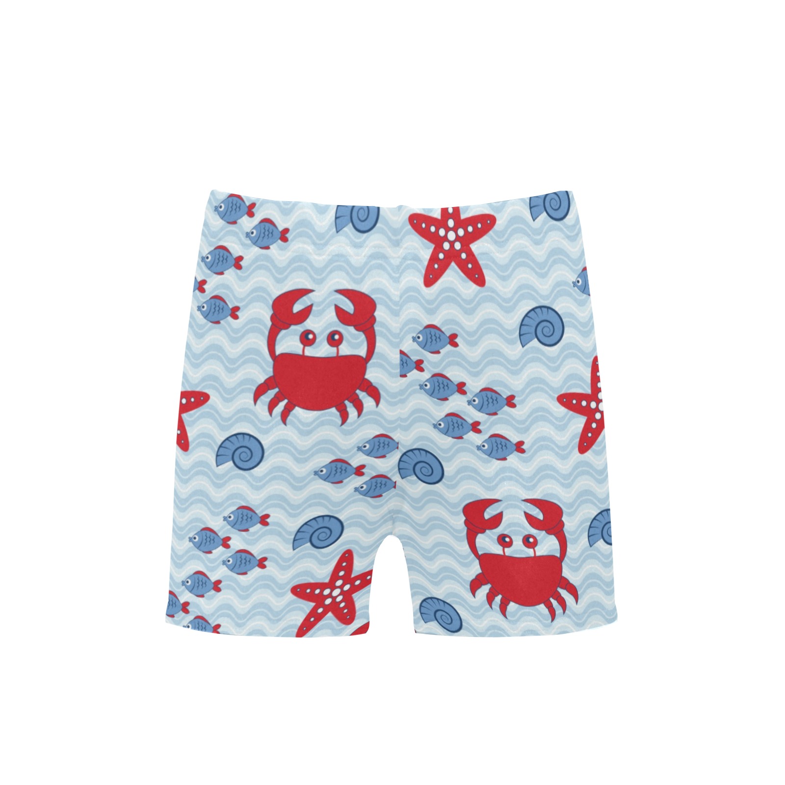 Crab, starfish, shell and fish. Little Boys' Swimming Trunks (Model L57)