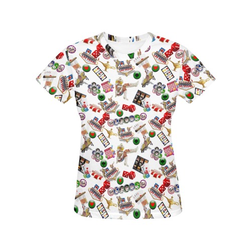 Las Vegas Icons on White All Over Print T-Shirt for Women (USA Size) (Model T40)