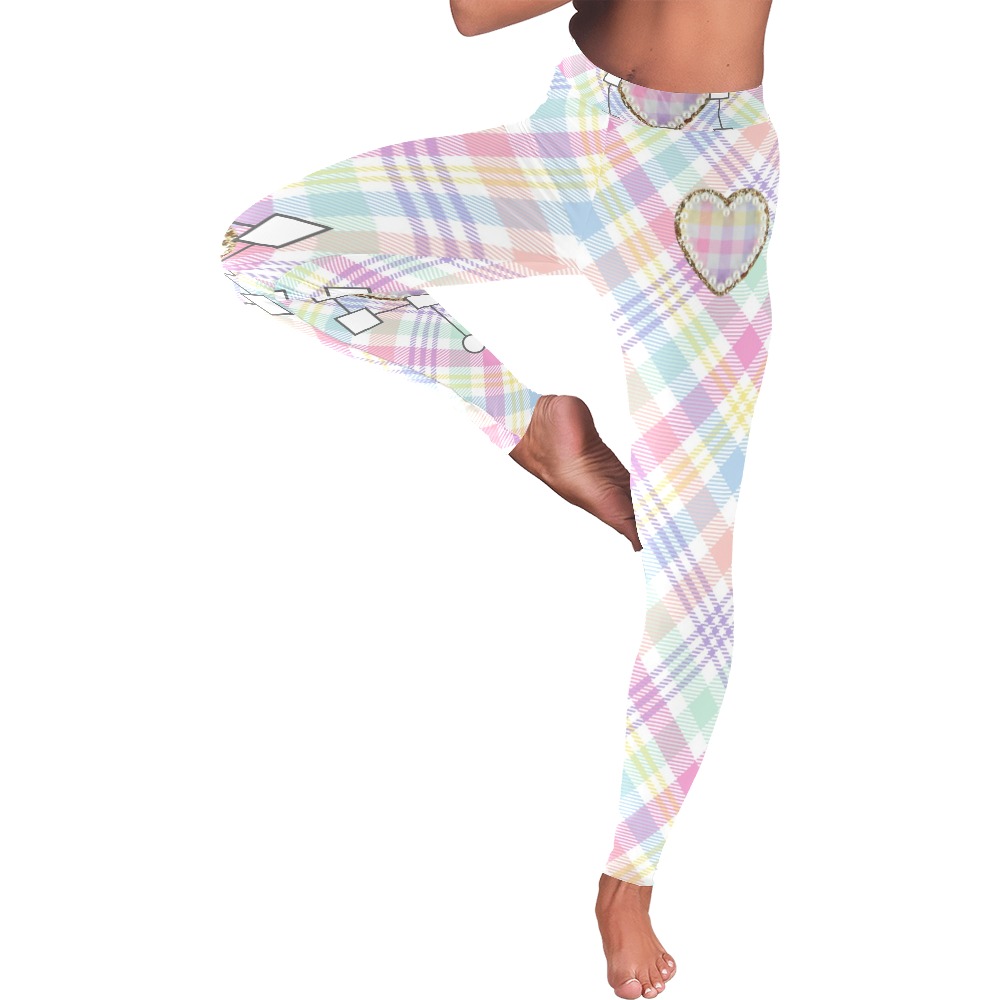 rainbowplaidleggings Women's Low Rise Leggings (Invisible Stitch) (Model L05)