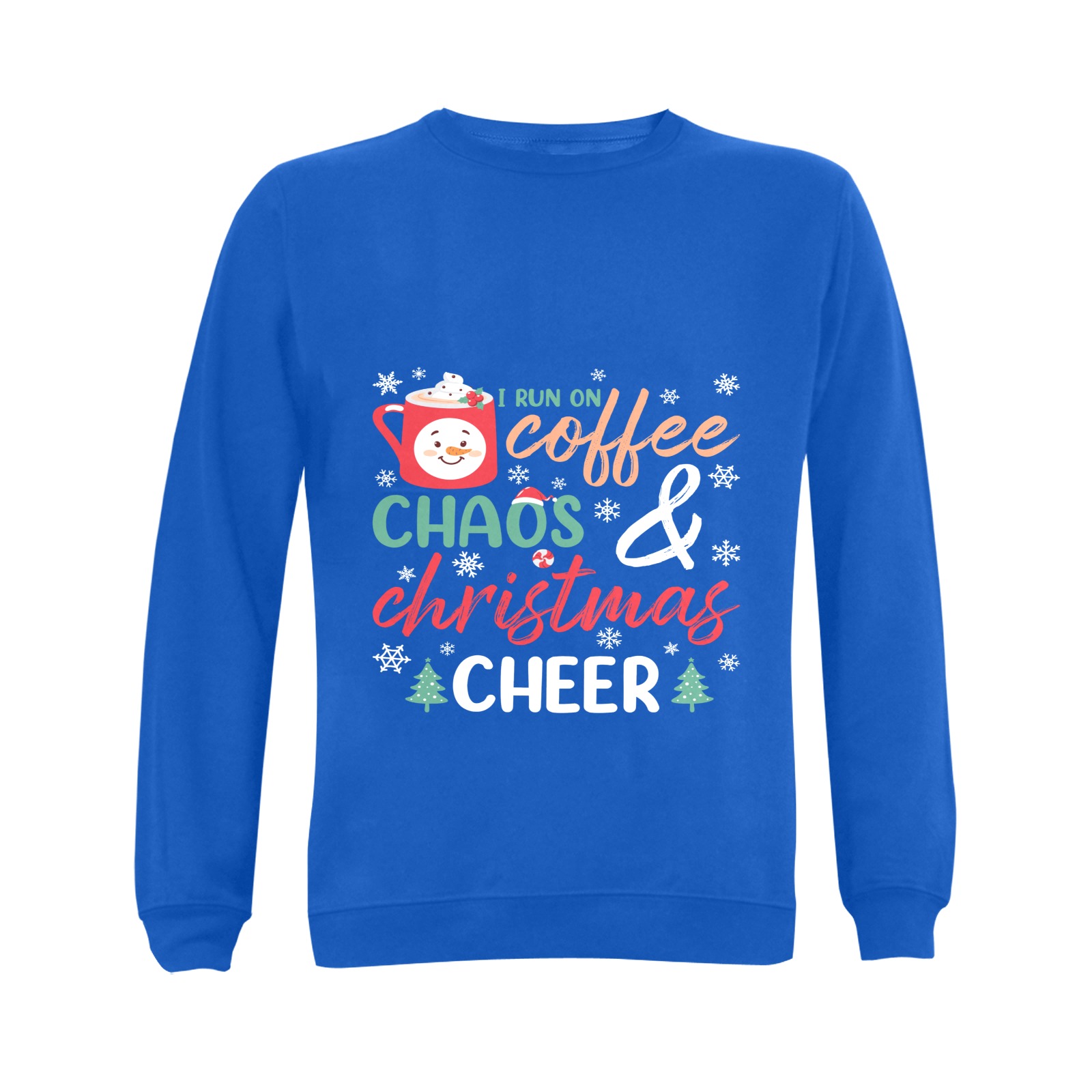 I Run On Coffee Chaos & Christmas Cheer Gildan Crewneck Sweatshirt(NEW) (Model H01)