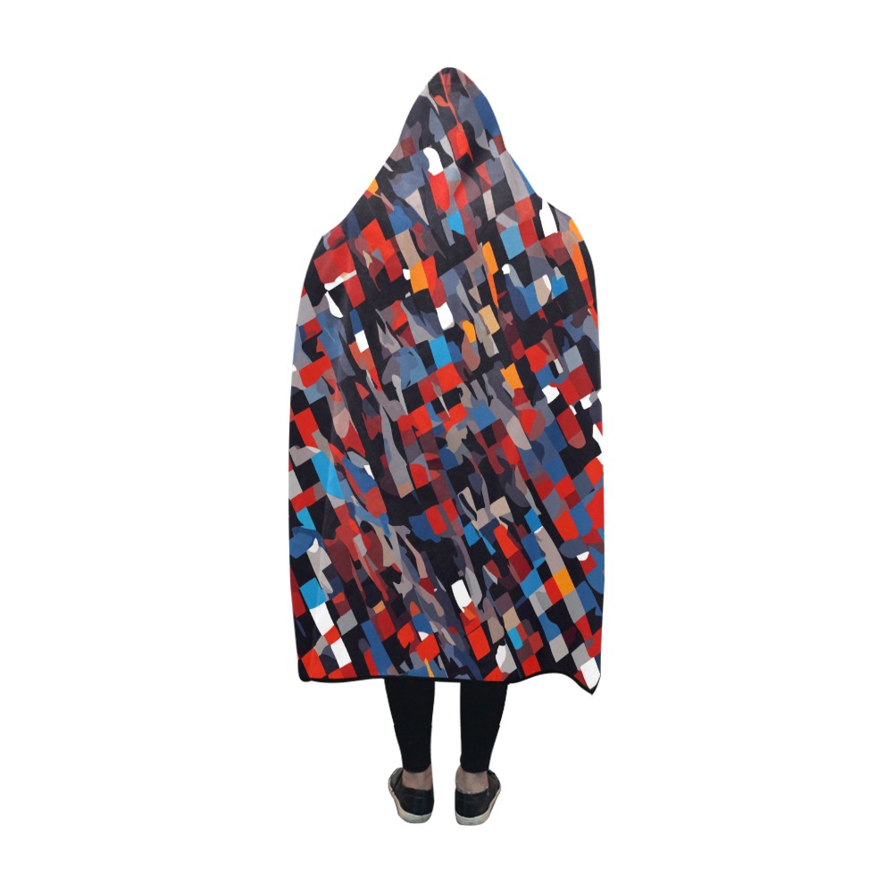 Elegant geometrical checkered abstract art. Hooded Blanket 60''x50''
