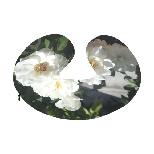 Bee And White Roses U-Shape Travel Pillow