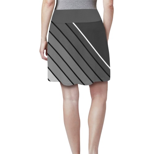 Black White Diagonal Women's Athletic Skirt (Model D64)
