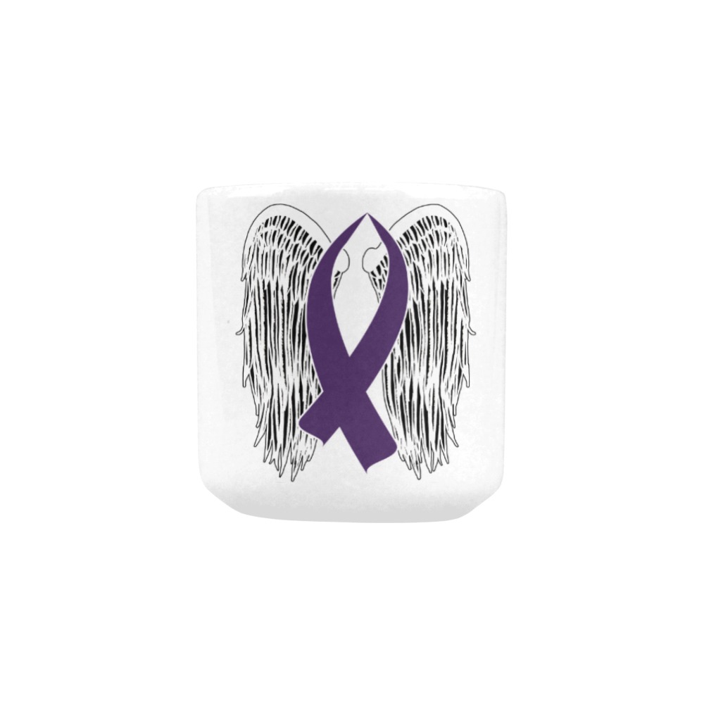 Winged Awareness Ribbon (Purple) Heart-shaped Morphing Mug