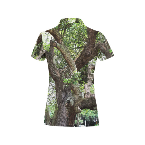 Oak Tree In The Park 7659 Stinson Park Jacksonville Florida Women's All Over Print Polo Shirt (Model T55)