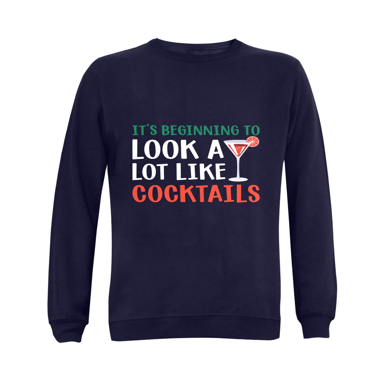 It's Beginning To Look A Lot Like Cocktails Gildan Crewneck Sweatshirt(NEW) (Model H01)